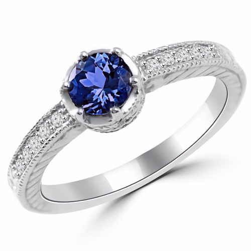Tanzanite Engagement Ring With Diamonds 1.15tcw Antique Style 14k WG Size 7  | eBay